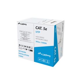   Lanberg Cat.5e U/UTP rézzel bevont (CCA) fali kábel 305m, AWG24, PVC, 100Mhz, Fca, szürke