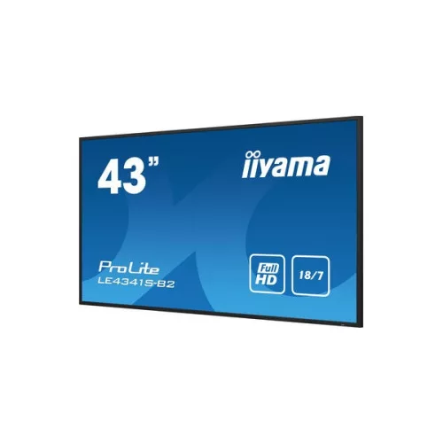 iiyama Prolite IPS 18/7, 42,5" 1920x1080, 16:9, 350cd, 8ms, 1200:1,VGA/HDMIx3/USB/RS-232c x1/RJ45x1/IR x1 LE4341S-B2