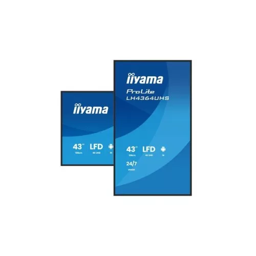 iiyama Prolite LFD 24/7 64.5" LH4364UHS-B1AG, 3840x2160, 16:9, 500cd/m2, 6,5ms,4000:1, HDMIx2/USB-C/USBx2/RS232C/RJ45/IR