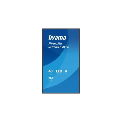 iiyama Prolite LFD 24/7 64.5" LH4364UHS-B1AG, 3840x2160, 16:9, 500cd/m2, 6,5ms,4000:1, HDMIx2/USB-C/USBx2/RS232C/RJ45/IR