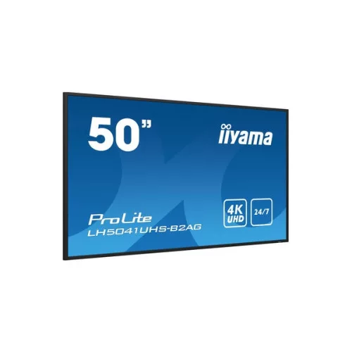 iiyama Prolite 24/7 50", 3840x2160, 16:9, 500cd/m2, 9,5ms,5000:1, HDMIx3/VGA/USB/RS232C/RJ45/IR, LH5041UHS-B2AG
