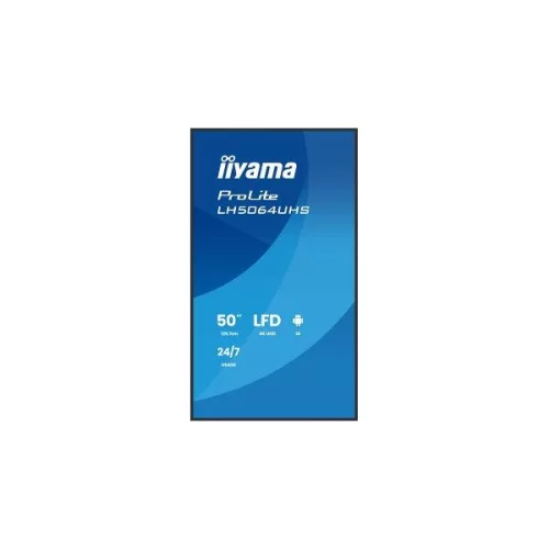 iiyama Prolite IPS 24/7 50", 3840x2160, 16:9, 500cd/m2, 6,5ms,1200:1, HDMIx2/USB-C/USBx2/RS232C/RJ45/IR, LH5064UHS-B1AG