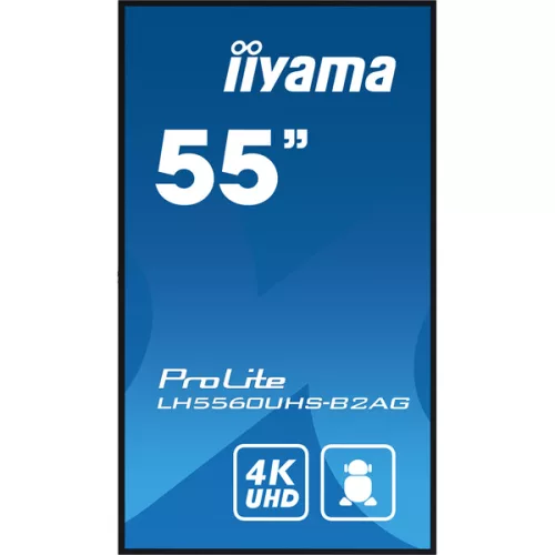 IIYAMA ProLite LFD, VA, 24/7, 54,6", 3840x2160, 16:9, 500 cd/m˛, 6.5ms, 4000:1, HDMIx3/2xUSB/RS-232C/RJ45/IR,