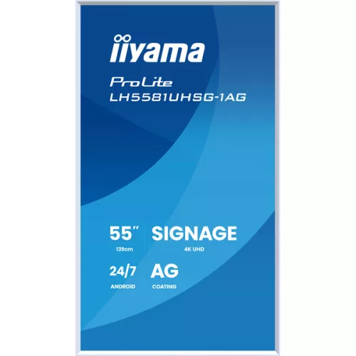 IIYAMA ProLite LFD, VA, 24/7, 54,6", 3840x2160, 16:9, 500 cd/m˛, 6.5ms, 5000:1, HDMIx2/USB/RS-232C/RJ45/IR