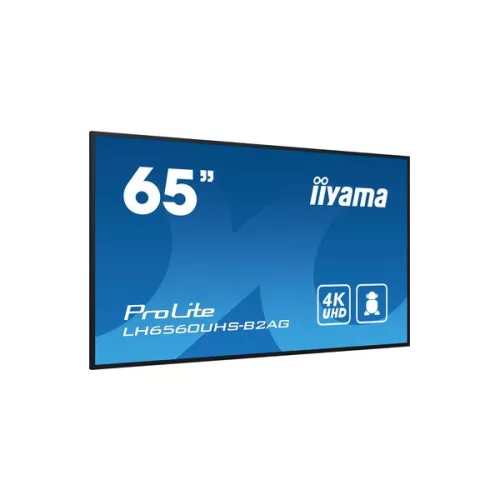iiyama Prolite 24/7 64,5", 3840x2160,16:9, 500cd/m2, 6,5ms,5000:1, HDMIx3/USBx2/RS232C/RJ45, LH6560UHS-B2AG