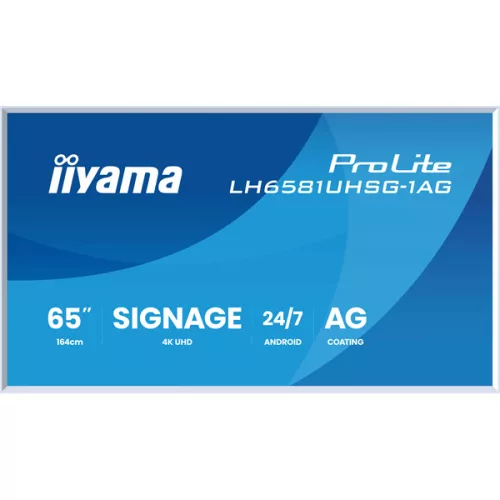 IIYAMA ProLite LFD, VA, 24/7, 65", 3840x2160, 16:9, 500 cd/m˛, 6.5ms, 5000:1, HDMIx3/DisplayPort/USB/RS-232C/RJ45/IR