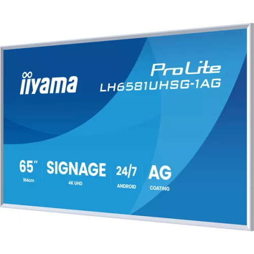 IIYAMA ProLite LFD, VA, 24/7, 65", 3840x2160, 16:9, 500 cd/m˛, 6.5ms, 5000:1, HDMIx3/DisplayPort/USB/RS-232C/RJ45/IR