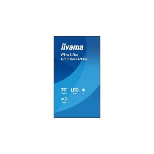 iiyama Prolite LFD 24/7 75" LH7564UHS-B1AG, 3840x2160, 16:9, 500cd/m2, 6,5ms,5000:1, HDMIx2/USB-C/USBx2/RS232C/RJ45/IR