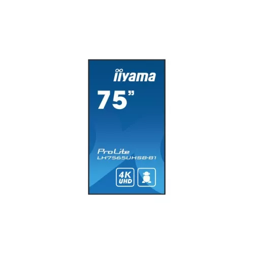 iiyama Prolite IPS 24/7 74,5", 3840x2160,16:9, 800cd/m2, 8ms,1200:1, HDMIx2/DP/USBx2/RS232C/RJ45 LH7565UHSB-B1