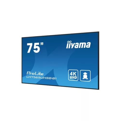 iiyama Prolite IPS 24/7 74,5", 3840x2160,16:9, 800cd/m2, 8ms,1200:1, HDMIx2/DP/USBx2/RS232C/RJ45 LH7565UHSB-B1