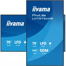   IIYAMA ProLite LFD, IPS, 24/7, 75", 3840x2160, 16:9, 500 cd/m˛, 8ms, 1200:1, HDMIx3/DisplayPort/USB/RS-232C/RJ45/IR