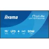 IIYAMA ProLite LFD, IPS, 24/7, 75", 3840x2160, 16:9, 500 cd/m˛, 8ms, 1200:1, HDMIx3/DisplayPort/USB/RS-232C/RJ45/IR