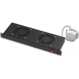   Lande álló rack szekrényhez 2 ventilátoros ventilátor egység termosztáttal fekete