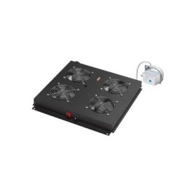   Lande álló rack szekrényhez 4 ventilátoros ventilátor egység termosztáttal fekete