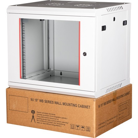 Lande PROlineB 600x450 lapraszerelt 9U 19" fali rack szekrény szürke