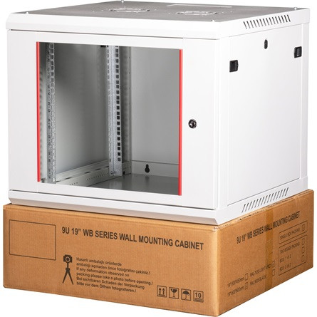 Lande PROlineB 600x600 lapraszerelt 9U 19" fali rack szekrény szürke