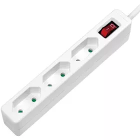 LogiLink Socket outlet 3-way with switch, slim, 1.5m, white