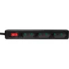 Logilink Outlet Strip, 3 Euro sockets, w. switch, black