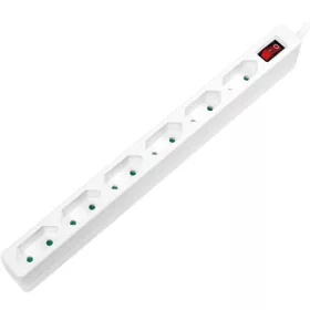 LogiLink Socket outlet 6-way with switch, slim, 1.5m, white