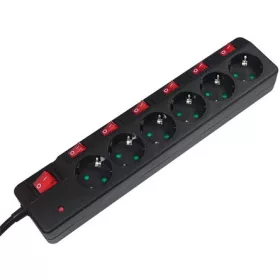   LogiLink 6-way socket outlet with single and main ON/OFF switches