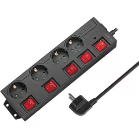   LogiLink LPS251 4db villásdugó CEE 7/3 elosztó 1.5m fekete