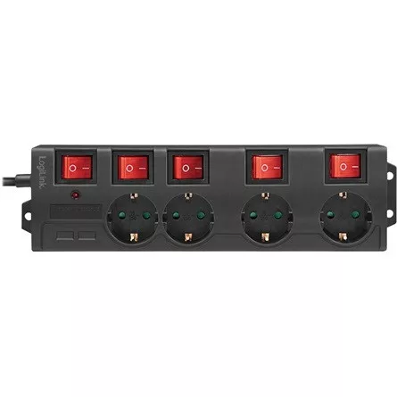 LogiLink LPS251 4db villásdugó CEE 7/3 elosztó 1.5m fekete