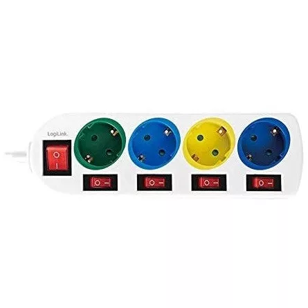 LogiLink LPS257 4db villásdugó CEE 7/3 elosztó 1.5m multi-color
