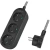 Logilink Outlet Strip, 3 safety sockets, w/ textile cable, black