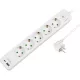 Logilink Aljzat 5-utas + kapcsoló, 5x CEE 7/3, 1x USB-A, 1x USB-C, 1,5 m, fehér