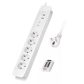   Logilink Aljzat 5-ös + távirányító 2, 5x CEE 7/3, 1,5 m, fehér