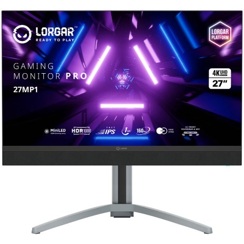 LORGAR 27MP1, UHD MiniLED Gaming Monitor Pro, 27'' (3840*2160) fast IPS flat monitor, black/milky grey