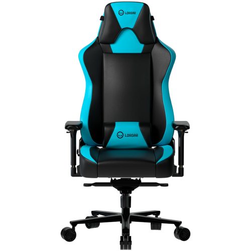 LORGAR Base 311, Gaming chair, PU eco-leather, 1.8 mm metal frame, multiblock mechanism, 4D armrests, 5 Star aluminium base, Class-4 gas lift, 75mm PU casters, Black + blue