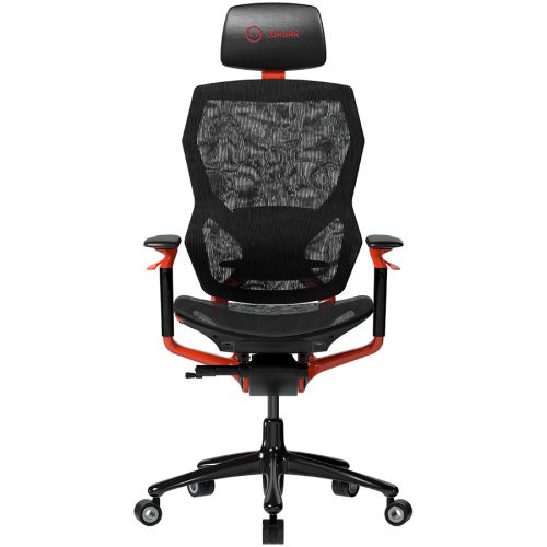 LORGAR Grace 855, Gaming chair, Mesh material, aluminium frame, multiblock mechanism, 3D armrests, 5 Star aluminium base, Class-4 gas lift, 60mm PU casters, Red + black