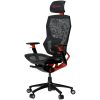 LORGAR Grace 855, Gaming chair, Mesh material, aluminium frame, multiblock mechanism, 3D armrests, 5 Star aluminium base, Class-4 gas lift, 60mm PU casters, Red + black