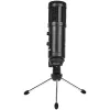 LORGAR Soner 313, Gaming Microphones, Black, USB condenser microphone with Volume Knob & Echo Kob, including 1x Microphone, 1 x 2.5M USB Cable, 1 x Tripod Stand, 1 x User Manual, body size: Φ4...