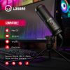 LORGAR Voicer 521, Gaming Microphone, Black, USB condenser mic with Volume Knob, 3.5MM headphonejack, mute button and led indicator, package including 1x F5 Microphone, 1 x 2M type-C USB Cable...