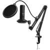 LORGAR Voicer 931, Gaming Microphone, Black, USB condenser microphone with boom arm stand, pop filter, tripod stand. including 1* microphone, 1*Boom Arm Stand with C-clamp, 1*shock mount, 1*po...