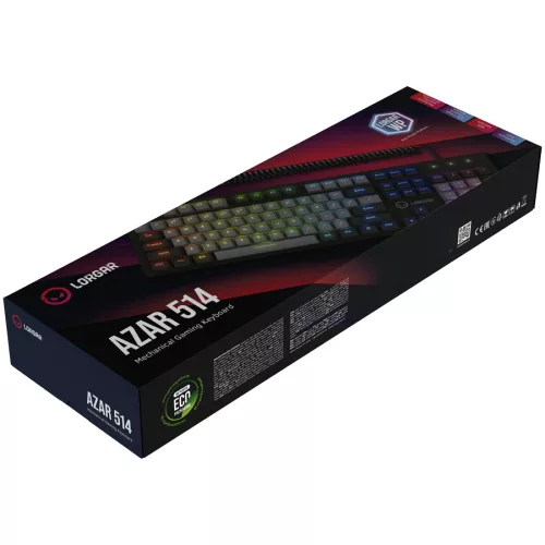 LORGAR Azar 514, Wired mechanical gaming keyboard, RGB backlight, 1680000 colour variations, 18 modes, keys number: 104, 50M clicks, linear dream switches, spring cable up to 3.4m, ABS plastic...