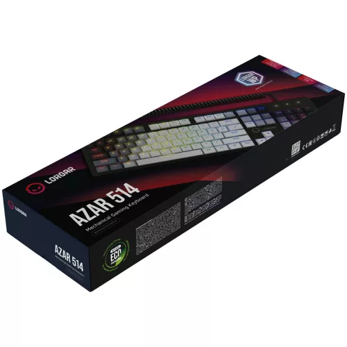 LORGAR Azar 514, Wired mechanical gaming keyboard, RGB backlight, 1680000 colour variations, 18 modes, keys number: 104, 50M clicks, linear dream switches, spring cable up to 3.4m, ABS plastic...