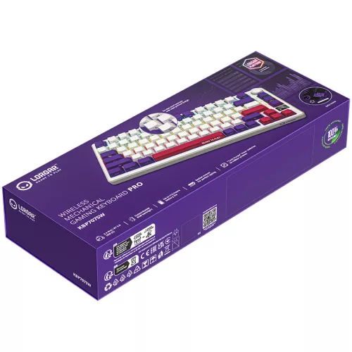 LORGAR KBP7075W, Wireless 75% Mechanical Gaming Keyboard Pro, White, EN layout