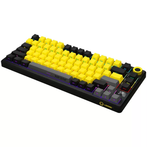 LORGAR KBP7075W, Wireless 75% Mechanical Gaming Keyboard Pro, Black/yellow, EN layout