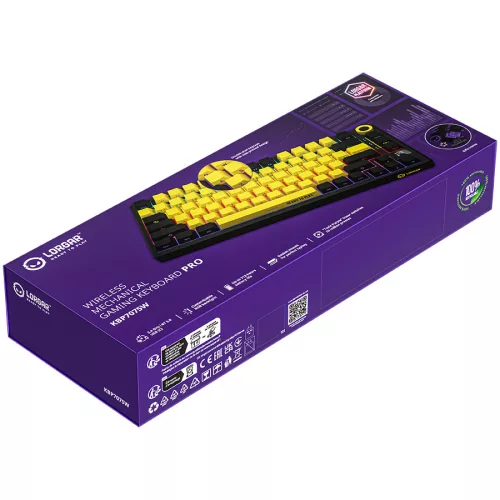 LORGAR KBP7075W, Wireless 75% Mechanical Gaming Keyboard Pro, Black/yellow, EN layout
