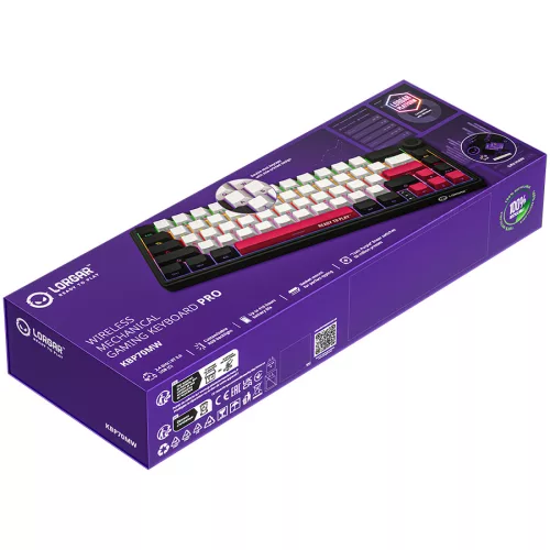 LORGAR KBP70MW, Wireless 65% Mechanical Gaming Keyboard Pro, Black/red, EN layout
