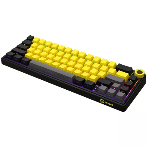LORGAR KBP70MW, Wireless 65% Mechanical Gaming Keyboard Pro, Black/yellow, EN layout