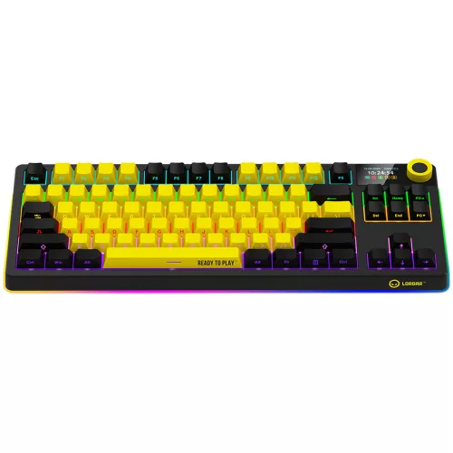 LORGAR KBP70TKLW, Wireless TKL Mechanical Gaming Keyboard Pro, Black/yellow, EN layout