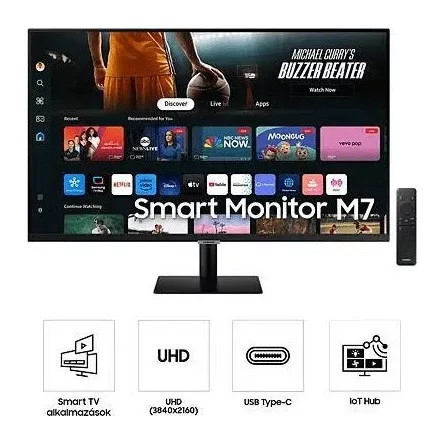 Samsung Smart Monitor M7 M70D 32" 4K UHD fekete (LS32FM700UUXDU)