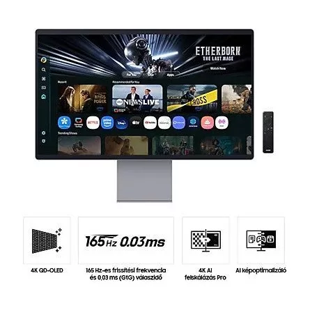 SMG MON SAMSUNG AI SMART OLED monitor 32" M9, 3840x2160, 16:9, 250cd/m2, HDMI/DisplayPort/USB-C/WiFi/BT, hangszóró