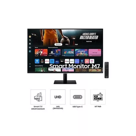 SMG MON SAMSUNG Smart VA 43" monitor M7, 3840x2160, 16:9, 300cd/m2, 4ms, 2xHDMI/3xUSB/USB-C/WiFi/Bluetooth, hangszóró