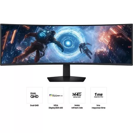 Samsung Monitor 49" - S49FG910EU (VA, 5120x1440, 32:9, DQHD, 144HZ, 350cd/m2, 1ms, Ívelt)
