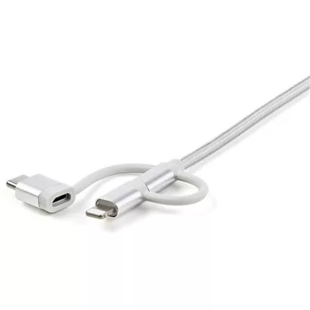 StarTech USB-A 2.0 -> USB-B 2.0 micro Lightning USB-C M/M töltőkábel 1m ezüst